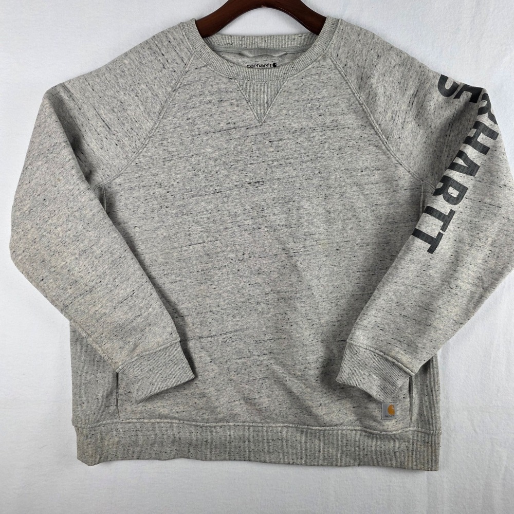 Carhartt Womens 2X Gray Relaxed Fit Graphic Sleeve Pullover Sweatshirt
